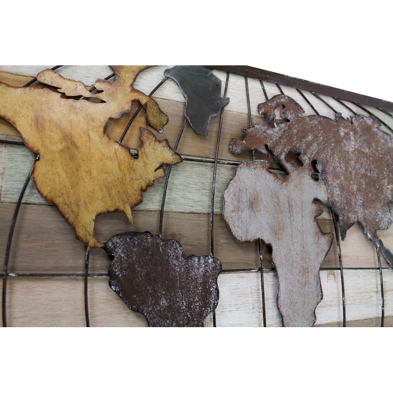 Marco Shiplap Wood World Map Wall Décor