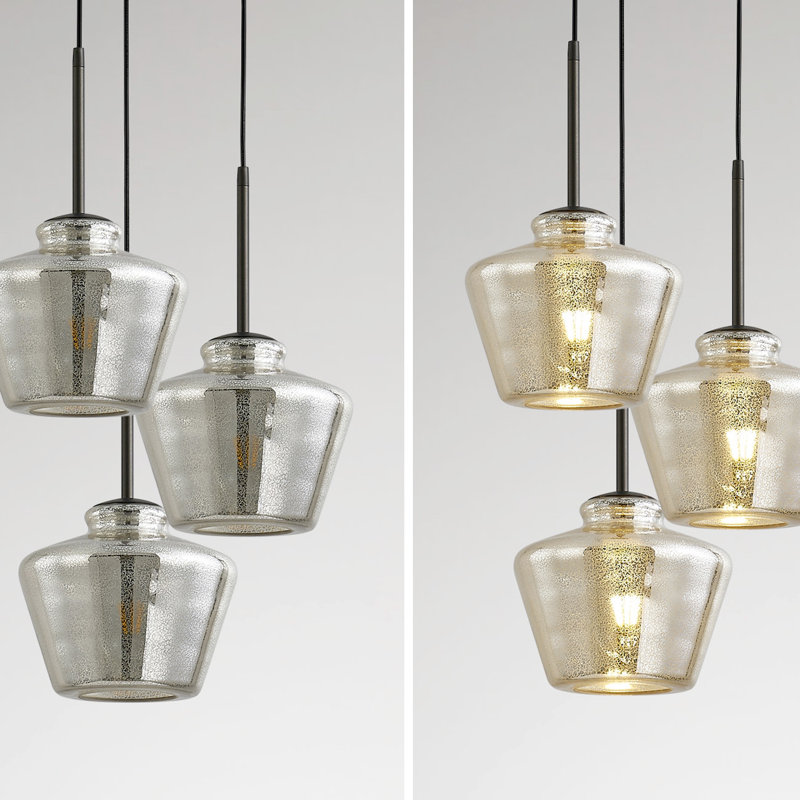 3 - Light Pendant, Brushed Nickle, White