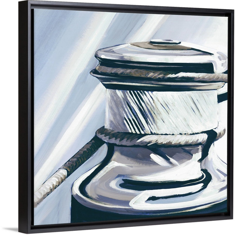 « sea faring life xvi », peinture sur toile, H 31,7 po x l 31,7 po x p 1,75 po, Cadre flottant noir