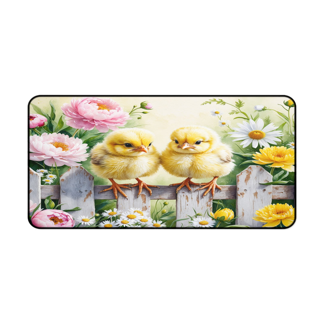 Cute Baby Chicks Floral Desk Mat