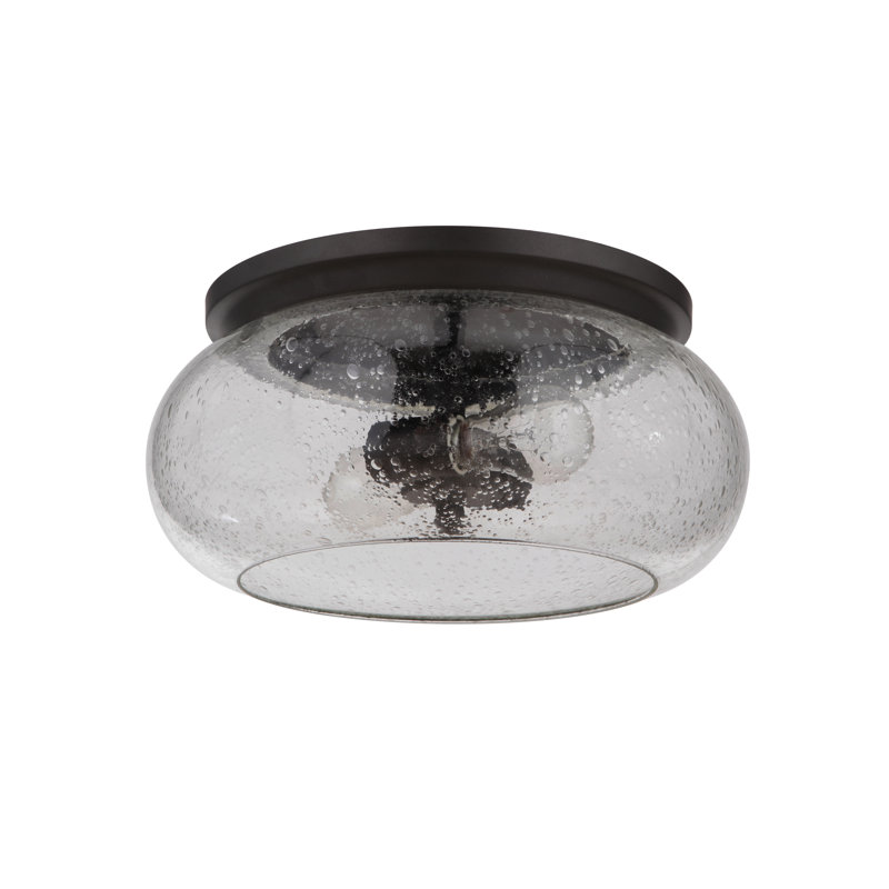 Plafonnier encastré 2 lumières 14,5 po , Martelée transparente, Espresso