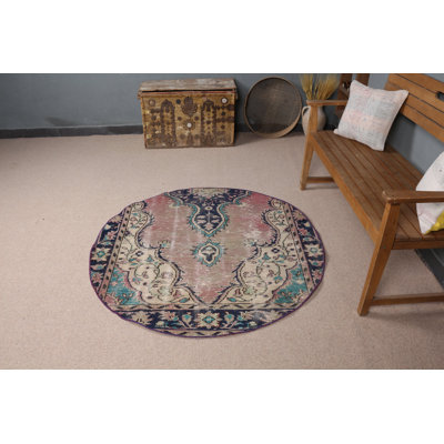 Anatolian Style Pastel Round Rug Perfect For Accenting Your Rustic Living Room Or Entryway