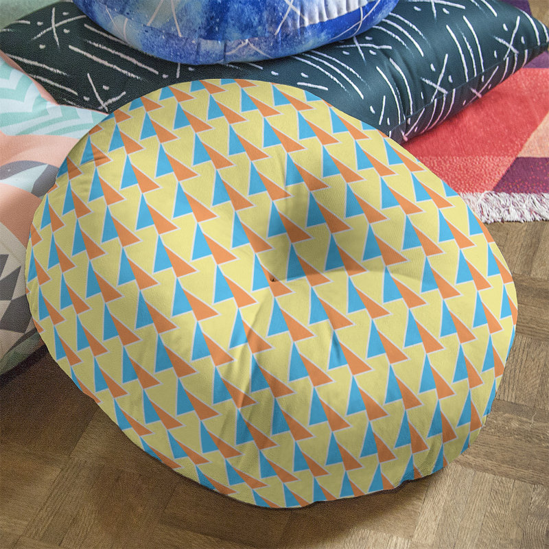 Coussin de sol à flèches changeées, 30 po x 30 po, Orange / bleu sarcelle