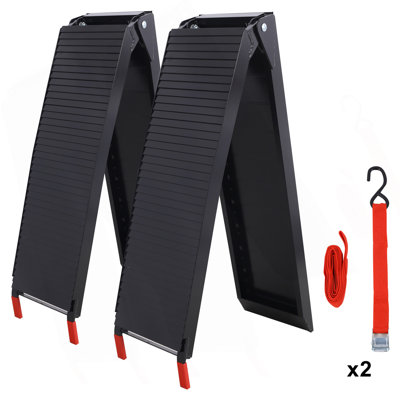 Truck Ramps, 80"X12" Portable Loading Ramps For Pickup Trucks 1500 LBS Capacity Aluminum Folding Ramps With Buckle For Atvs, Snowblower, Lawn Mowers, Utvs, Bike, 2PCS, Black Coating