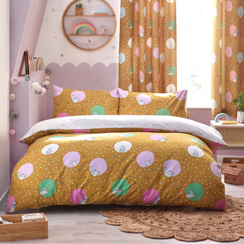 Dotty Peter Rabbit Cotton Blend, Polyester Dots Duvet Cover Set with Pillowcases, 150 x 120 cm - 1 Standard Pillowcase