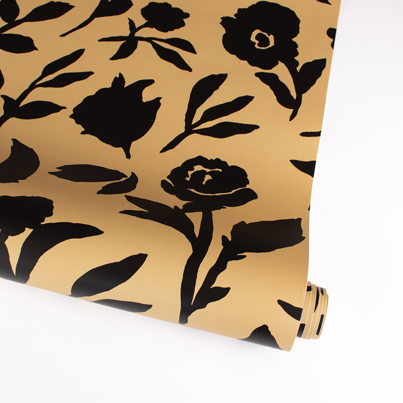 Dancing Pansy Peel and Stick Wallpaper by She She, Camel, 28 sq. ft.
