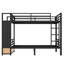 Lit superposé double au-dessus de double pour adolescents avec tiroirs, tablettes et panneau perforé, noir compact-1512056948