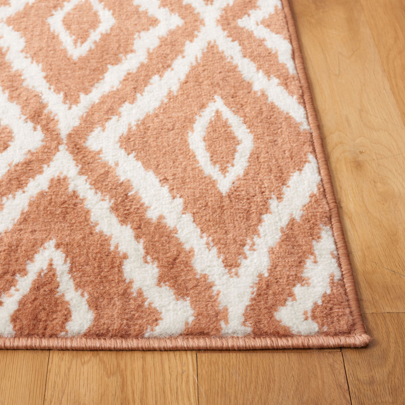 Tapis géométrique en polypropylène tissé à la machine Jassiah, Rectangle 4 pi 5 po x 6 pi 5 po
