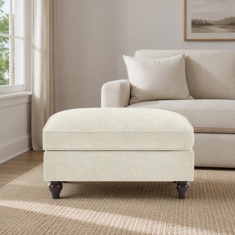 Repose-pieds en chenille, Beige / Blanc