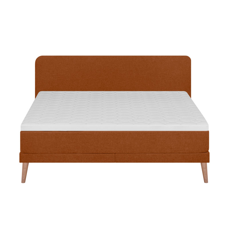 Boleslav Upholstered Bed with Mattress, Terracotta, 140 x 200 cm