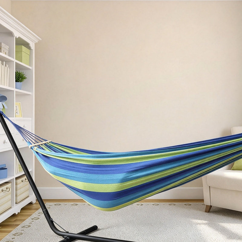 Cotton 270 x 150 cm Hammock Comfortable Fabric with Tree-friendly Straps