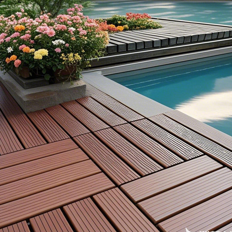 Carreaux de terrasse en plastique emboîtables, Brun