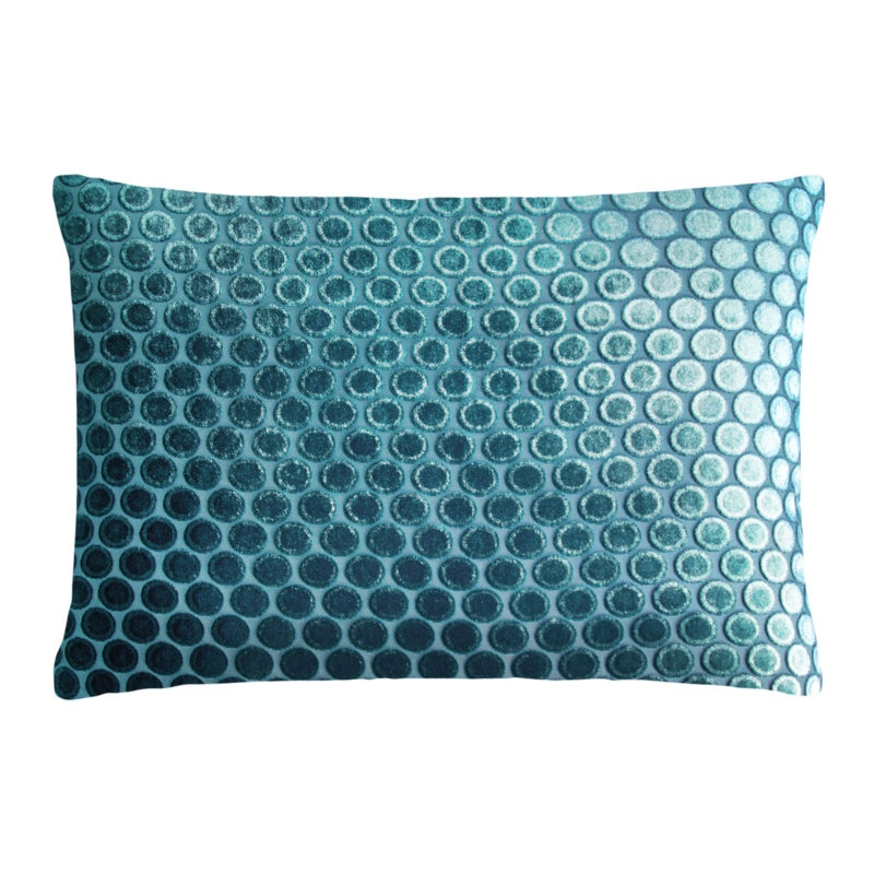 Dots Lumbar Velvet Pillow Cover & Insert, Pacific, 14" x 20"