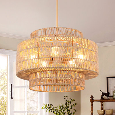 5 - Light Dimmable 3-Tier Drum Chandelier