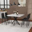 Ensemble de table de salle à manger 5 pièces avec table carrée blanche et chaises en velours-777428346-799593208