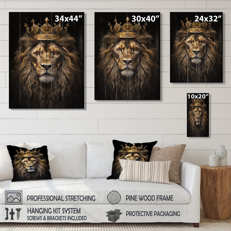 Oneal - Décoration murale animaux sur bois de pin naturel, H 32 po x l 24 po