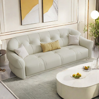 Simple modern straight row cream style sofa
