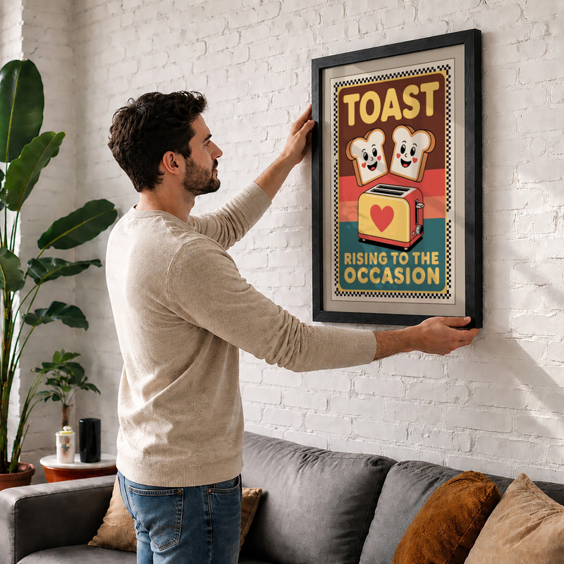 Rising to the Occasion Retro - Framed Print, A4 - 29.7 x 21.0 cm, Black