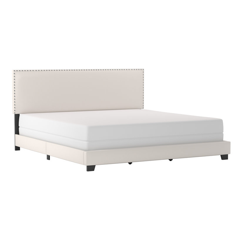 Takengon Upholstered Standard Bed, White, King