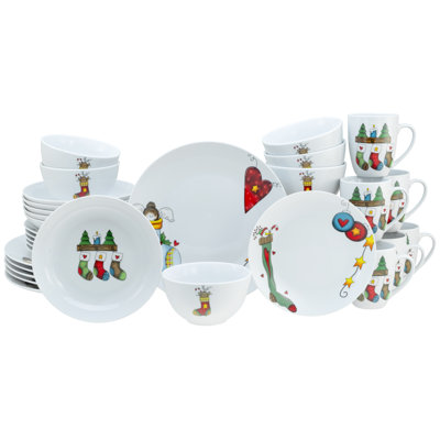 Luna 30 Piece Porcelain China Dinnerware Set - Service for 6