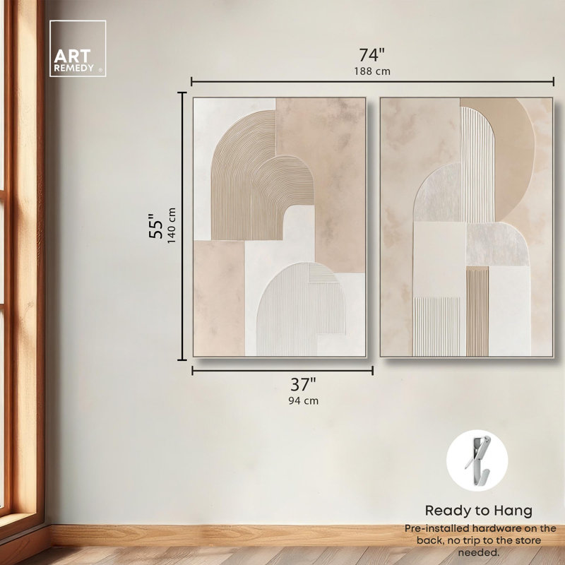 «Golden Luxe Glam Room Art», ensemble de 2 impressions sur toile par , H 55 po x l 37 po, Argent argent