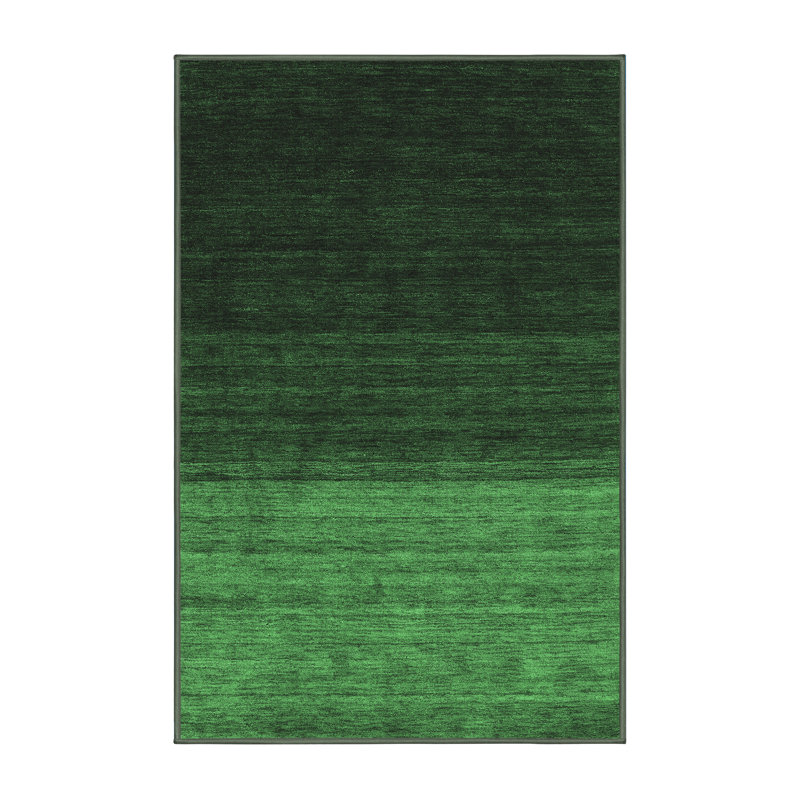 Tapis contemporains vert émeraude lavable à la machine 1778, Rectangle 2 pi x 3 pi