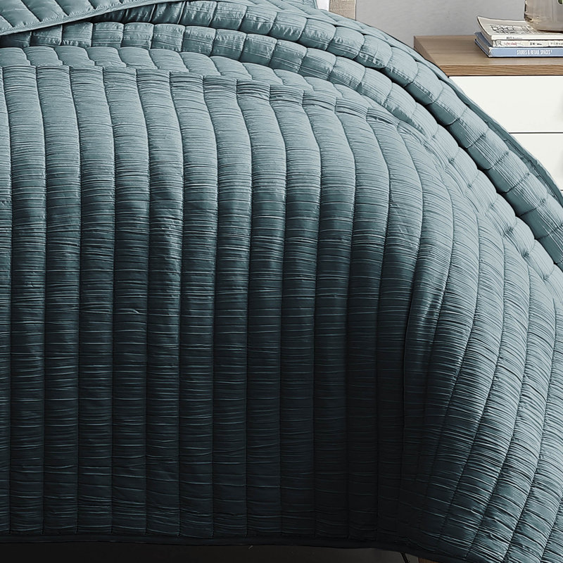 Teal King Reversible Polyester Quilt Set