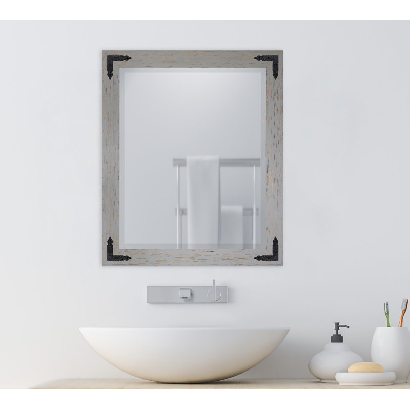Tuohy Solid Wood Flat Wall Mirror, 31"  x 27" , Gray/Red
