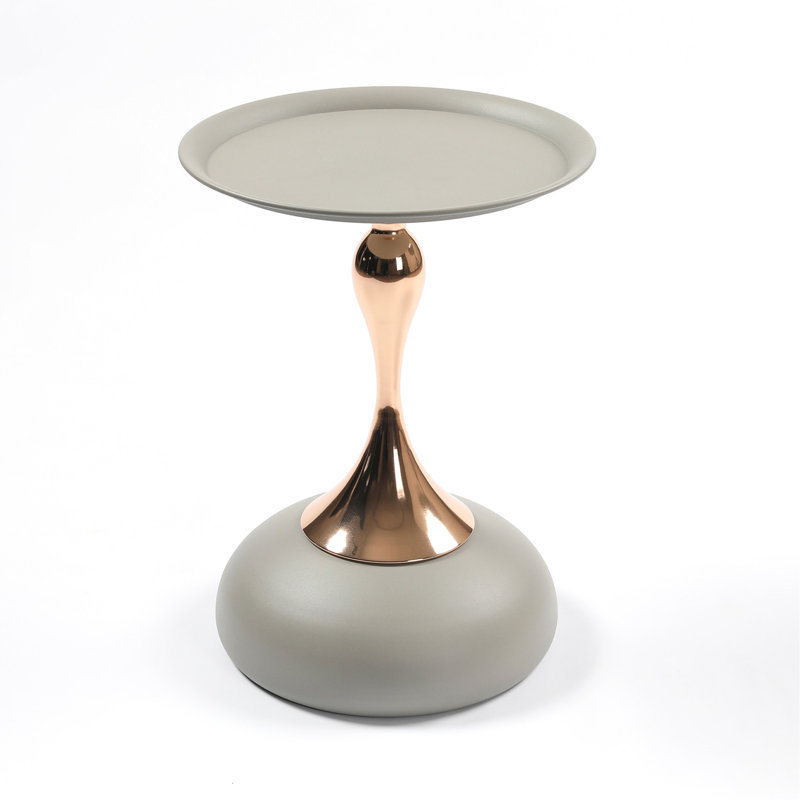 Metal Pedestal Table - Tail Inspired Living Room Design Coffee Table, Side Minimalist For Bedroom, Matte Gray Finish