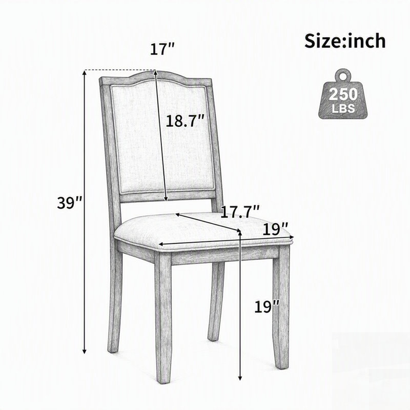 Ensemble de 4 chaises de salle à manger de style campagnard, rembourrées avec dossier haut, sièges modernes pour la cuisine, la chambre et le salon