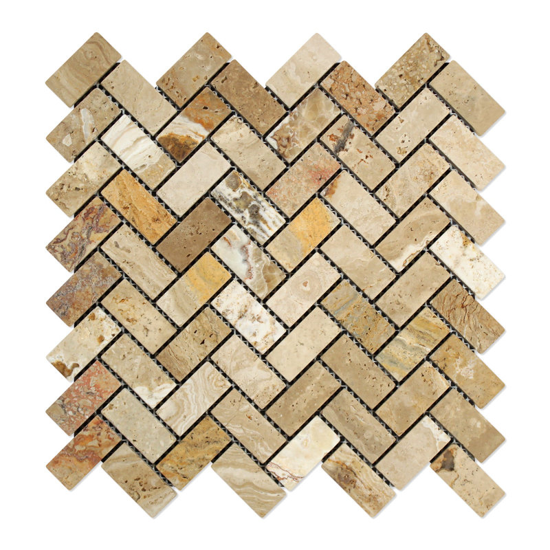 Carreau de mosaïque en chevron Travertine