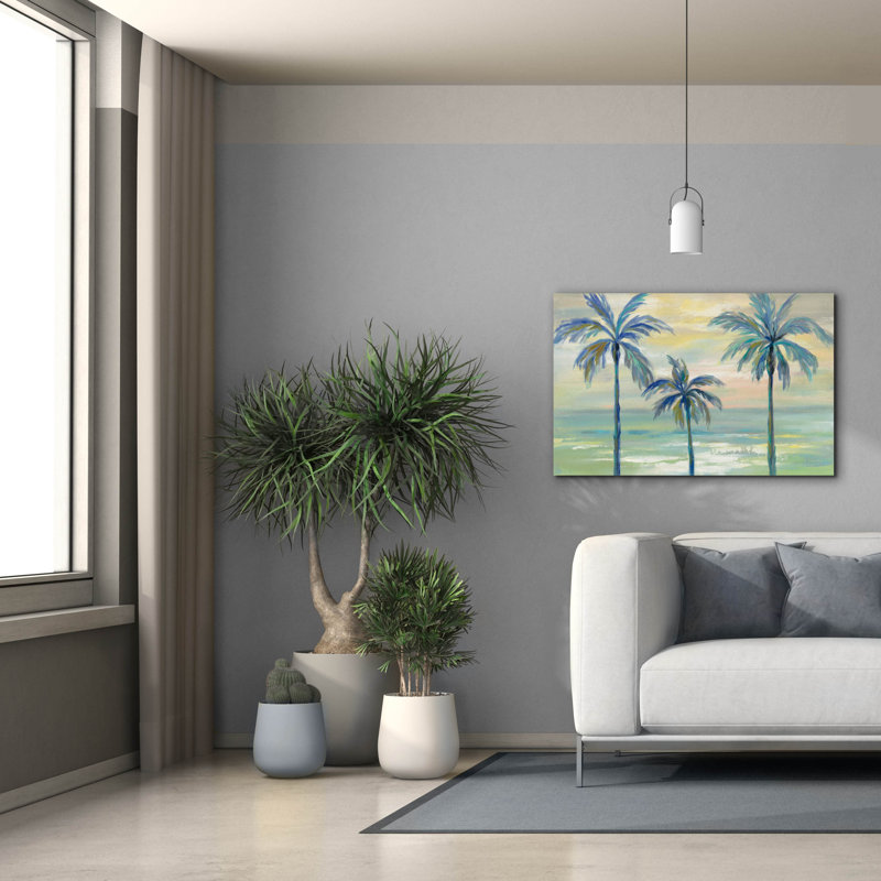 «Marine Layer Palms» par Silvia Vassileva, art mural sur toile, H 26 po x l 40 po x P 1,5 po
