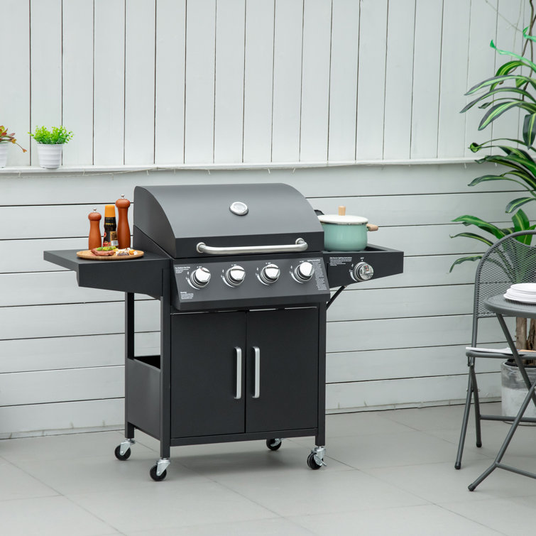 Outsunny Burner Portable Liquid Propane Gas Grill with Cabinet