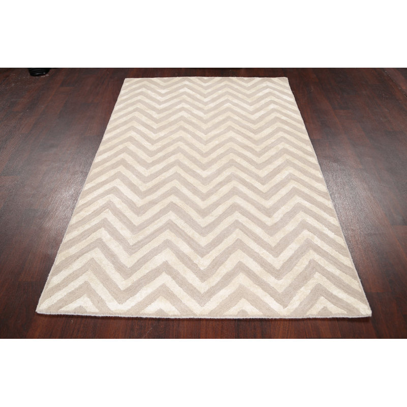 Handmade Tufted Wool/Silk Ivory Rug