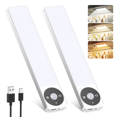 Under Cabinet Lighting, Rechargeable Battery Operated Motion Sensor Light Indoor, Magnetic Dimmable Closet Lights, 3 Color Dimmable Wireless Under Counter Lights For Kitchen, Stairs
