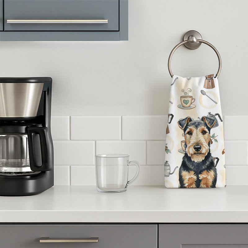 Welsh Terrier Coffee Bar Kitchen Towel, Welsh Terrier