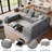 Gray 9-Seater Cloud Sectional Sofa, L-Shape Modular Couch with Ottoman, Soft Chenille & Large Storage-1168015651