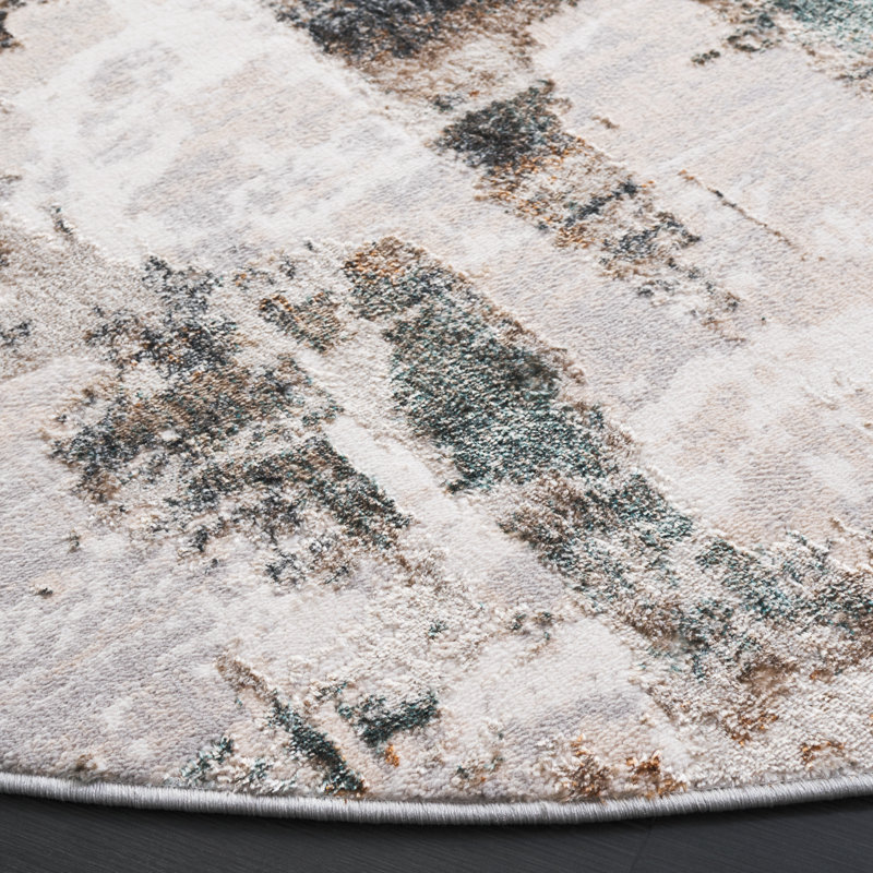 Joonyoung 100 Performance Abstract Rug, Round 6'7"