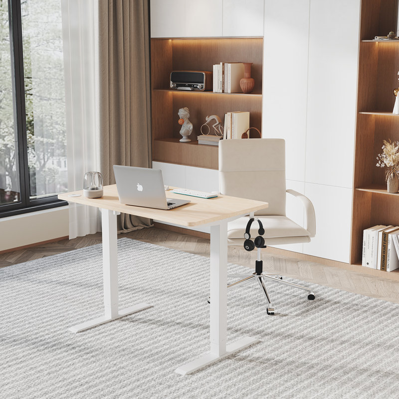 Hieronymus Electric Adjustable T-Shape Standing Desk Home Desk With Backpack Hook And Memory Smart Pannel, 180cm W x 80cm D