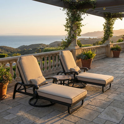 Outdoor Metal Chaise Lounge Set , Cushion Included