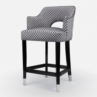 Upholstered Counter Stool with Solid Wood Frame
