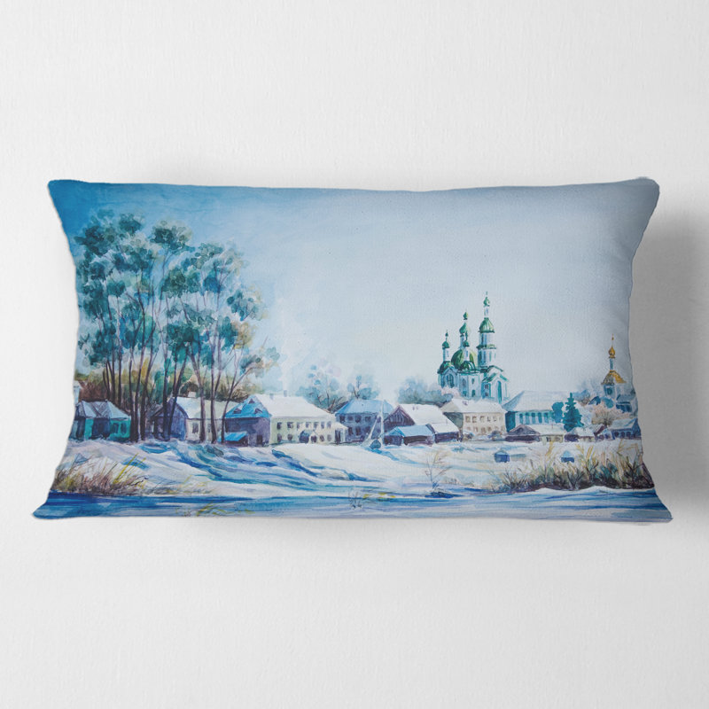 Housse et insert de coussin rectangulaire Petite ville dans le temps