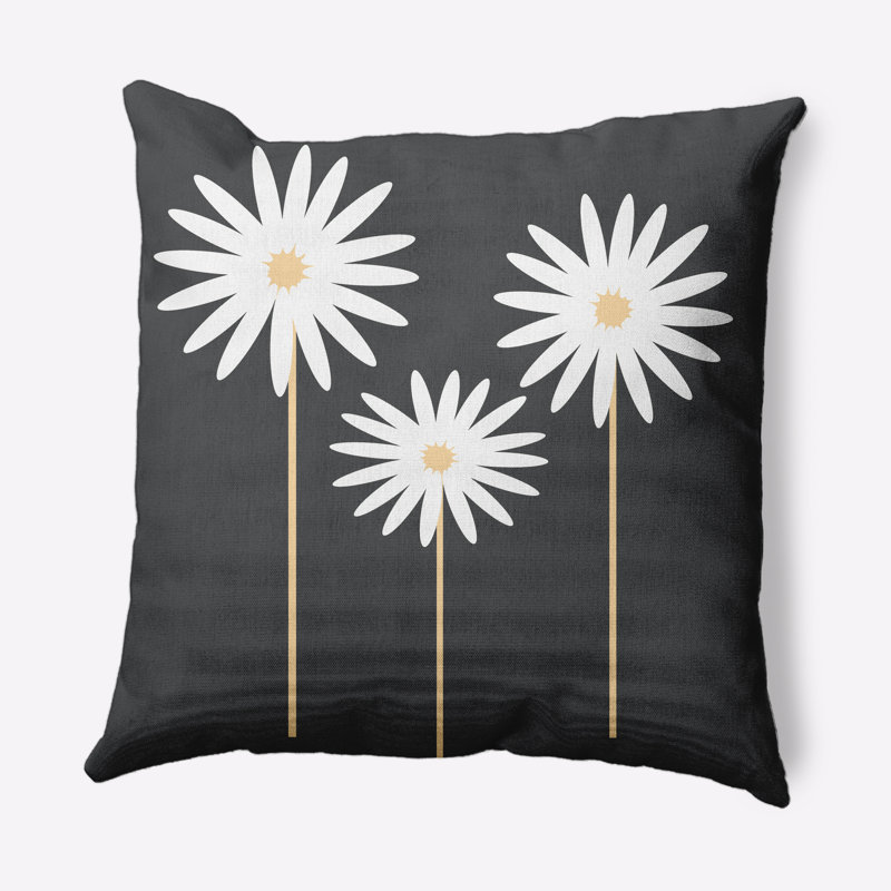 Coussin décoratif intérieur / extérieur à imprimé floral, 20 po x 20 po, Poivre