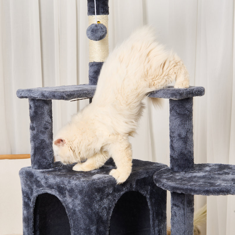 Dark Grey 60.6'' Sisal Cat Tree with Hammock and Condo