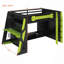Lit mezzanine double avec bureau, tablettes multiples et lumière RVB-372458642