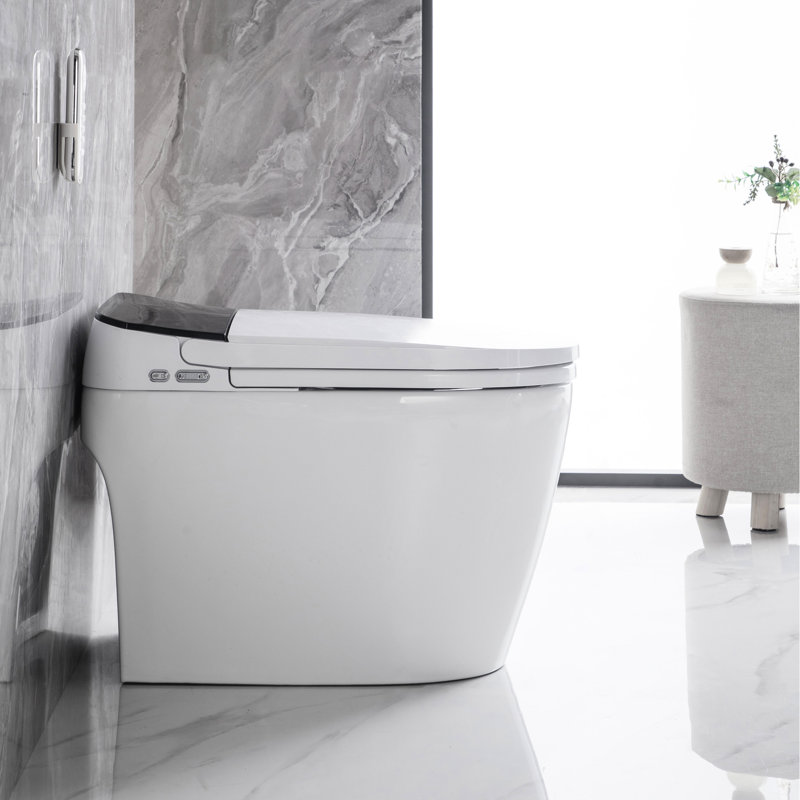 Toilette intelligente avec siège à ouverture / fermeture automatique, bidet chauffant, chasse d'eau bidet de luxe avec fonction de nuit, contrôle de la température, confort d'affichage à DEL