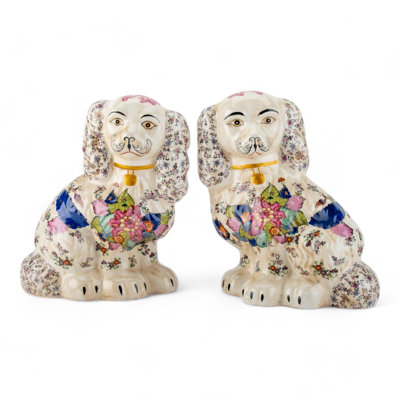 Porcelain Staffordshire Dog Figurines Pair