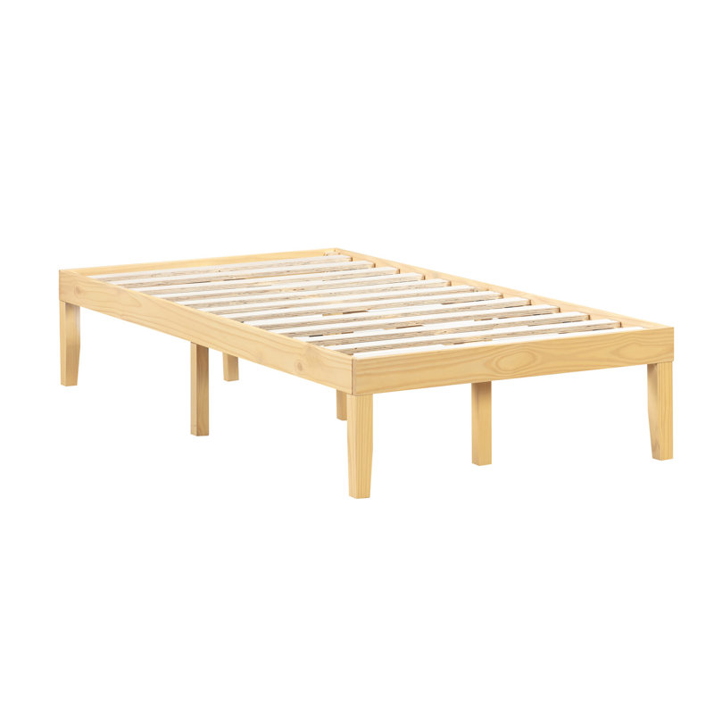Janellie 14" Solid Wood Platform Bed, Full / Double, Natural