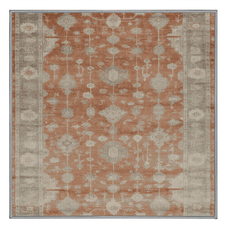 Tapis gris lavable à la machine, Carré 5 pi