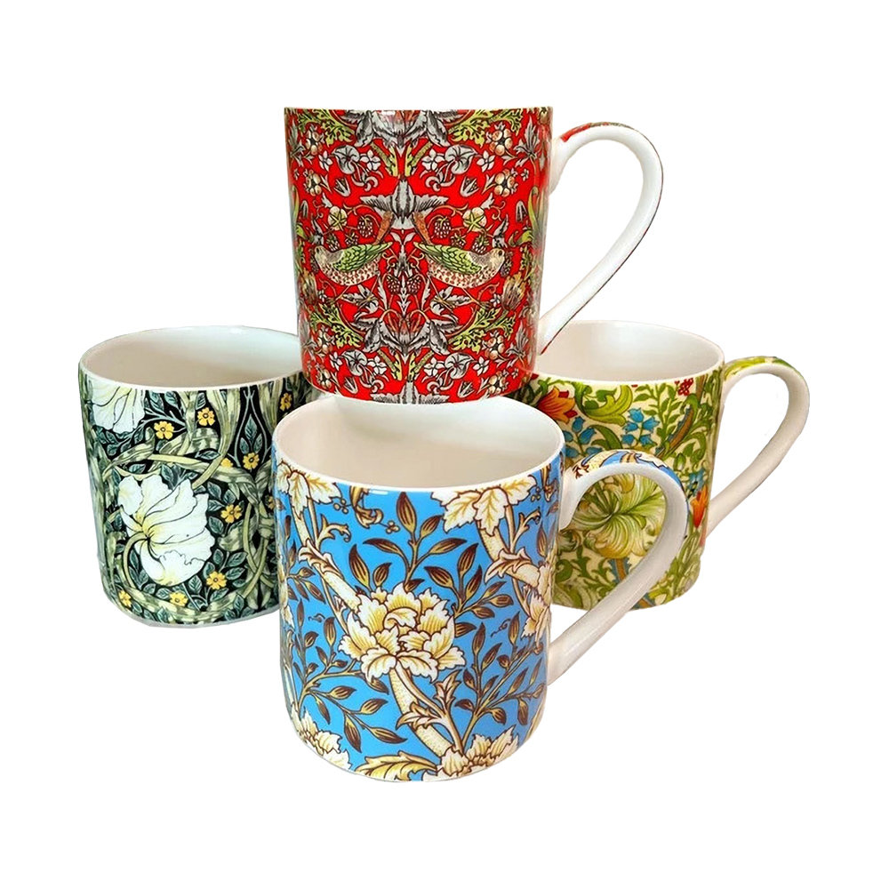 William Morris Pint Size Fine Bone China Set von 4 Pint Bechern